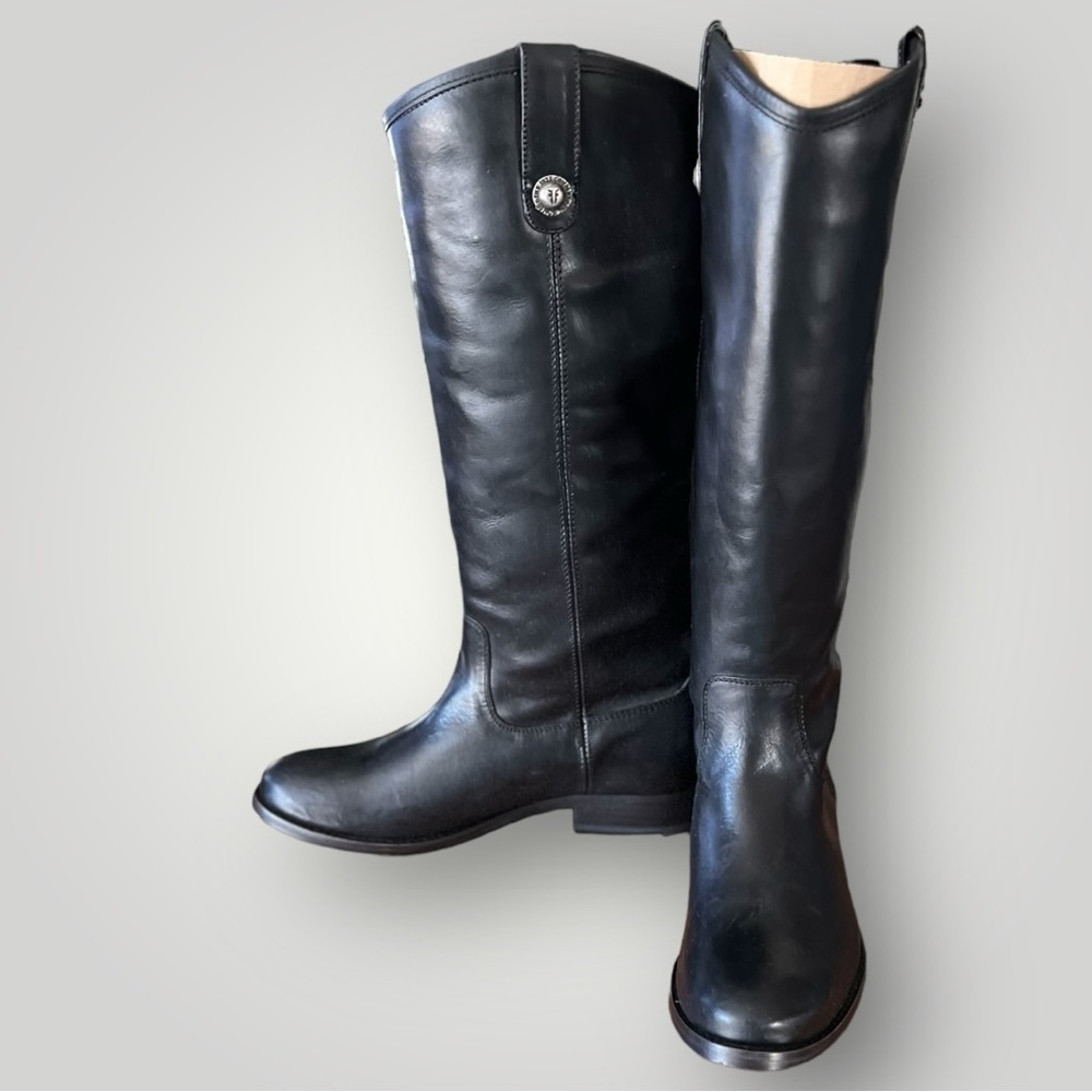 NWT FRYE Melissa Button Equestrian Style Black Leather Boots || Size 6 - Picture 8 of 14